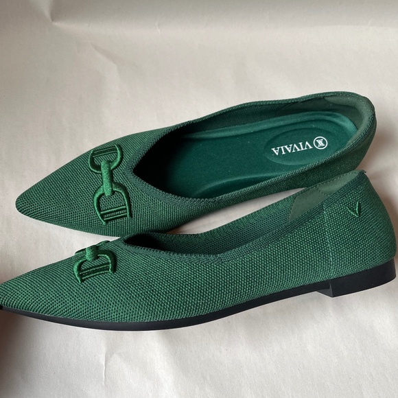 VIVAIA Forest Green Pointed-Toe Embordered Buckle Casual Flats Shoes Ena 2.0 - Picture 12 of 16